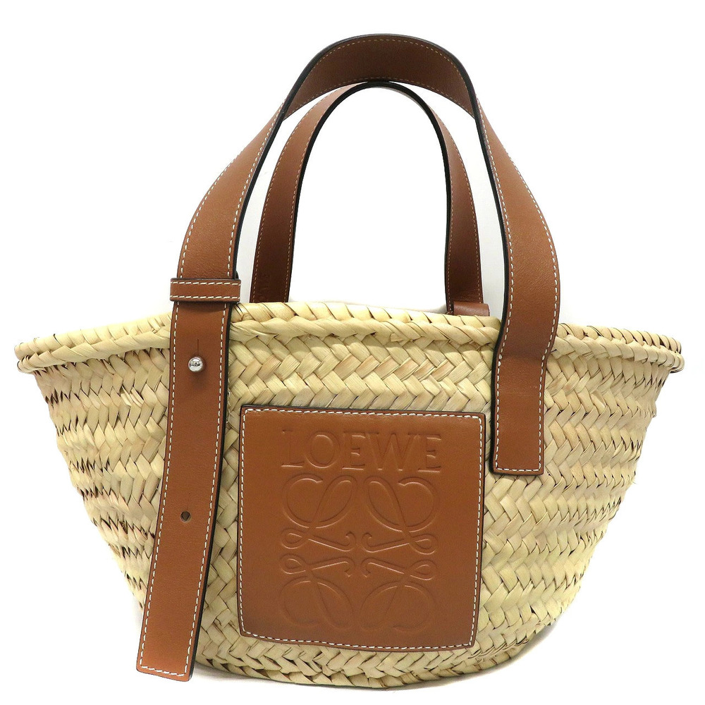 Loewe Leather Basket Tote tan calfskin anagram embossed logo